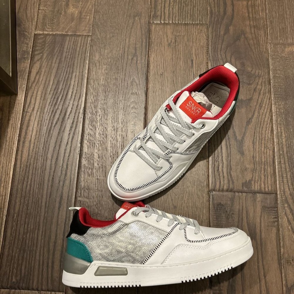 SNKR Project Lafayette Sneakers Men's Size 10.5 White/ Red/ Turquoise SNKR1815